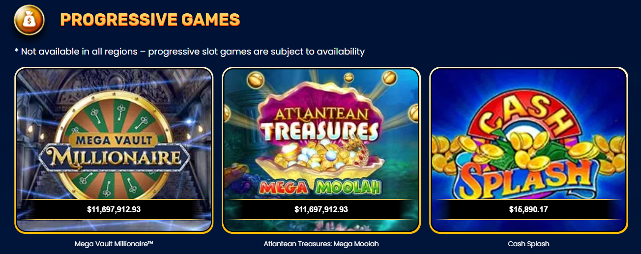 Yukon Gold Casino Progressive Jackpots — Mega Vault Millionaire, Atlantean Treasures Mega Moolah, Cash Splash